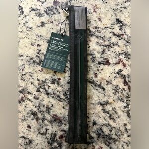 NWT Starbucks Plastic Reusable 2 Straw & Brush Pack in Zipper Carrier Pouch